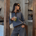 Sweater Polo Stripes - Celeste